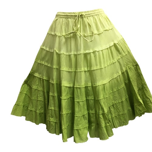 Missy Bohemian Gauze Cotton Tiered Crinkled Broomstick Skirt Etsy