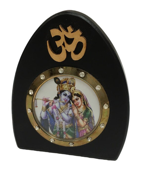Om Radha Krishna Tableau de bord de bureau Cadre acrylique Art