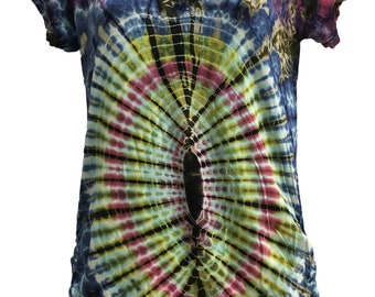 Spandex Tie-Dye Manches Courtes Yoga Blouse boho hippie T-Shirt Femme