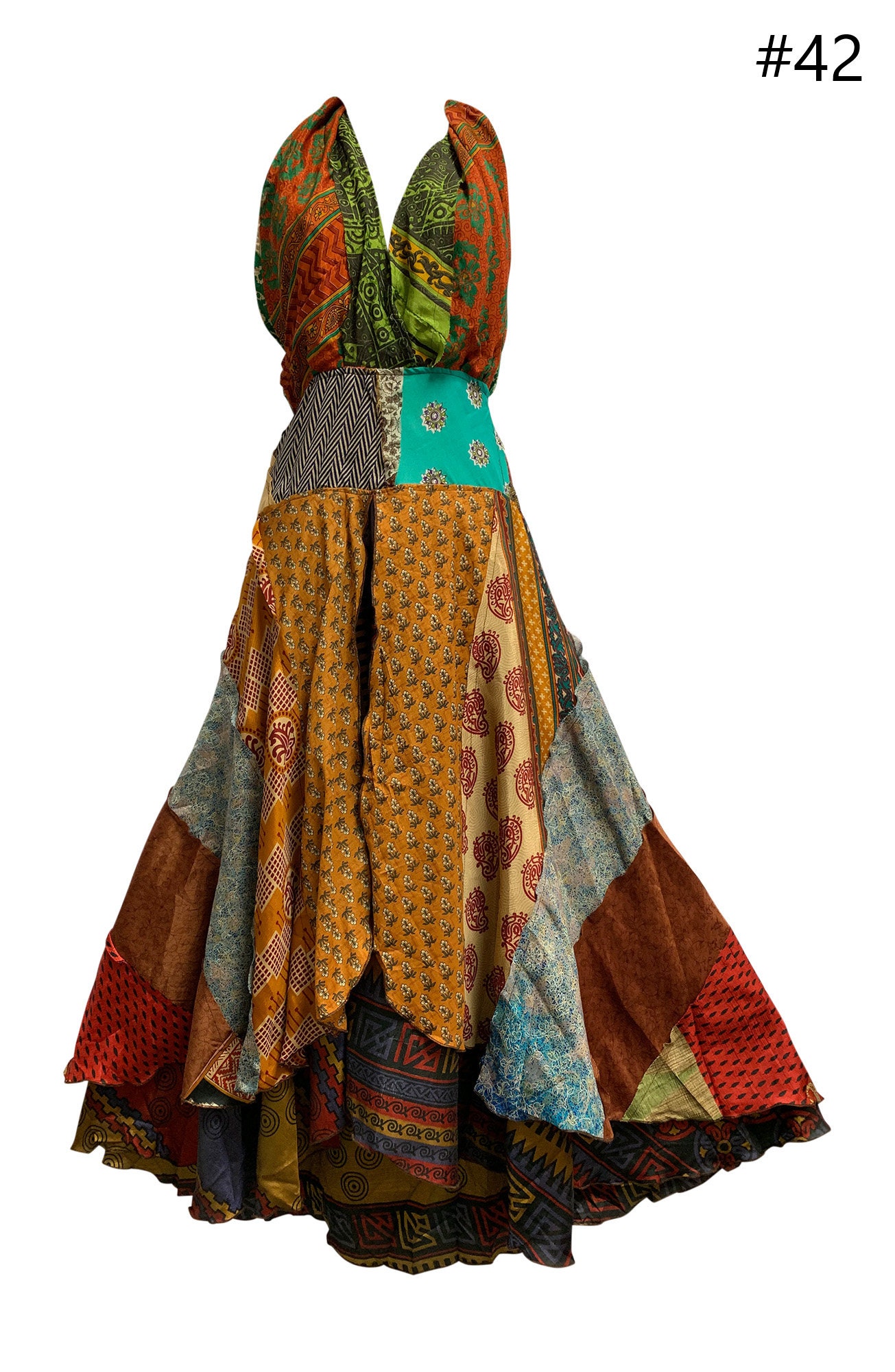 Boho Handmade Patchwork Fair Trade Halter Neck Indian Silk Sari Blouse Top [One Size]