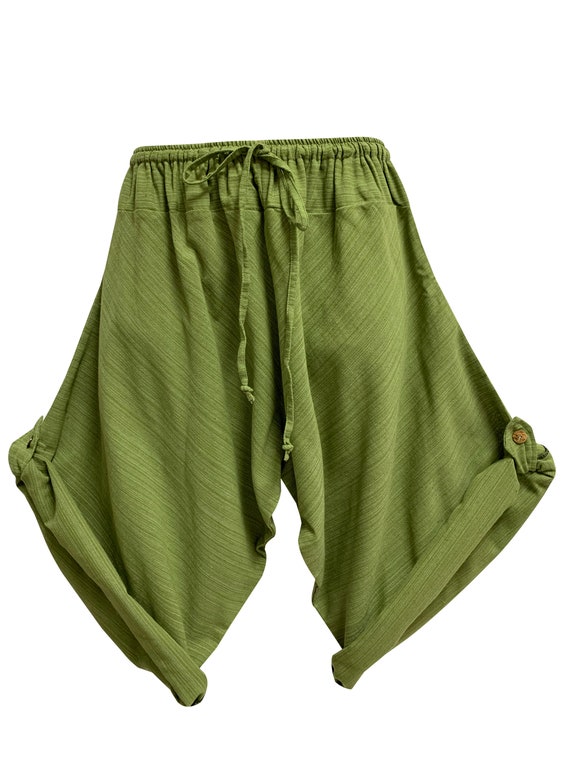 Boho Unisex Cotton Ethnic Hippie Baggy Short Capri Pants Saadhu