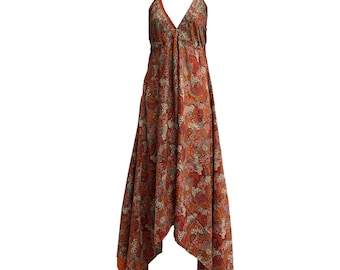 Boho Silk Halter neck Dress Beach Party Goddess Paisely Maxi Dress Niya