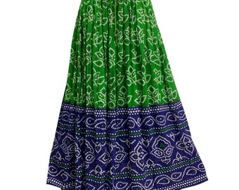 Ethnic Print Boho Crinkled Broomstick Ranika Long Skirt