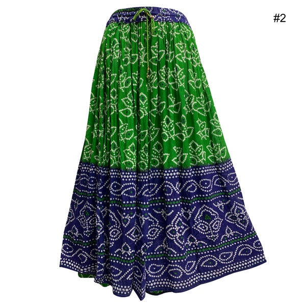 Ethnic Print Boho Crinkled Broomstick Ranika Long Skirt