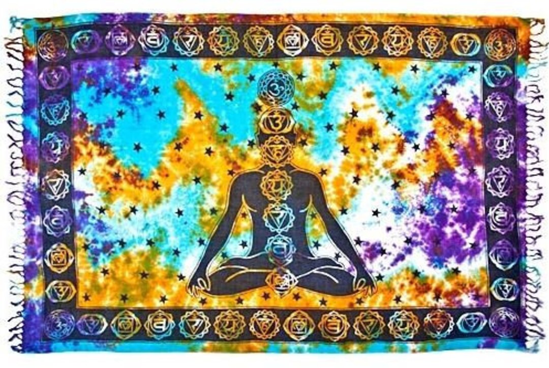 Boho Meditation Yoga Altar Cloth Prayer Tie-Dye Orange Shawl Scarf