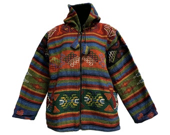 Men's Ethnic Tribal Hand Woven Embroidered Pure Wool Bhutan Winter