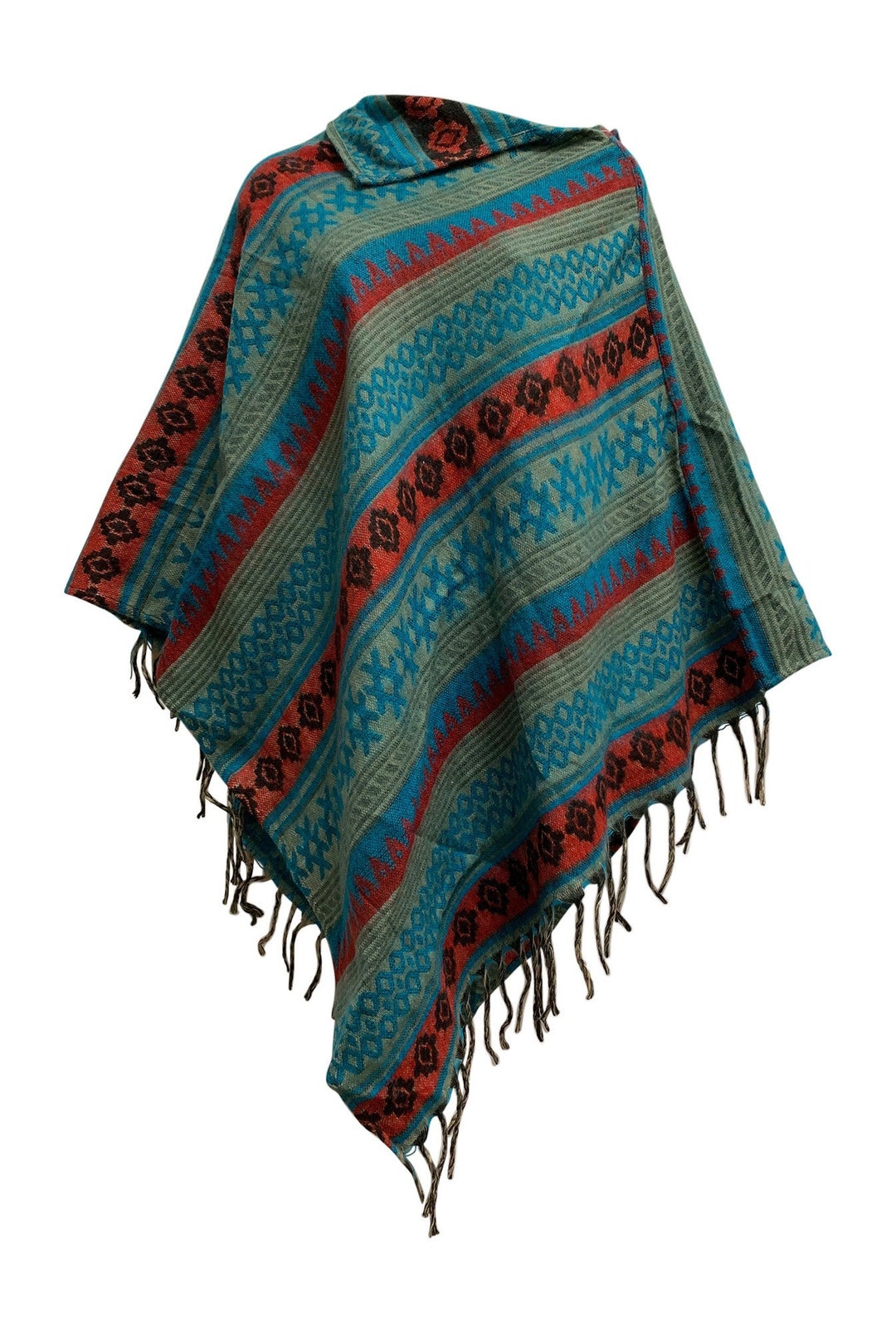 Unisex Boho Ethnic Tribal Print Indian Ethnic Wool Blend Pashmina Shawl ...