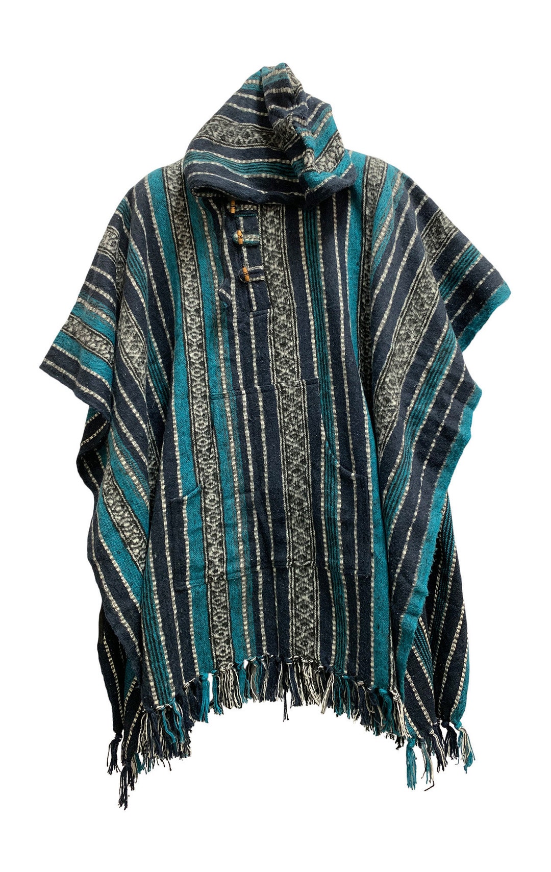 Unisex Vintage Heavy Cotton Boho Hooded Winter Poncho - Etsy