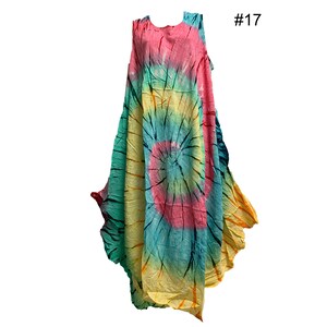 Boho Women's Plus Size Tie Dye Two Pocket Caftan Stonewashed Patio House Dress Sundress