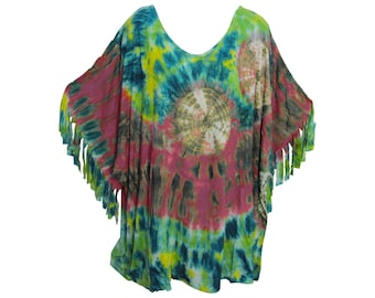 Urban Fashion Bohemian Lagenlook Long Tie-Dye Tunic Dress Blouse main image 1