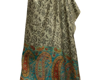 Indian Ethnic Kani Black Floral Paisley Silk Pure Wool Kashmiri Large Shawl Wrap #2