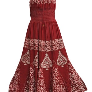 Bohemian Spaghetti Strap Stonewashed Smocked Waist Long Summer Boho Dress Nitu