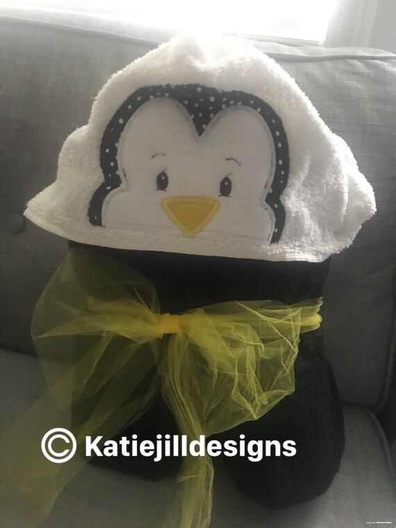 penguin hooded towel