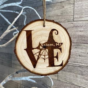 Salem Ma Natural Wood Bark Laser Engraved Ornament
