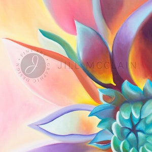 flower painting, colorful flower canvas, Orange and Pink Flower Oil Painting Canvas Print, home decor, flower petals, close up flower
