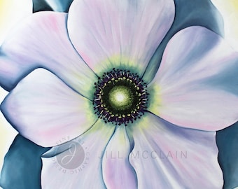flower painting, Detail of a flower on canvas, purple flower on canvas, flower art, up close flower painting, flower petals painting