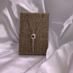 Silver Bird Skull Pendant Necklace Dainty Jewelry Gothic