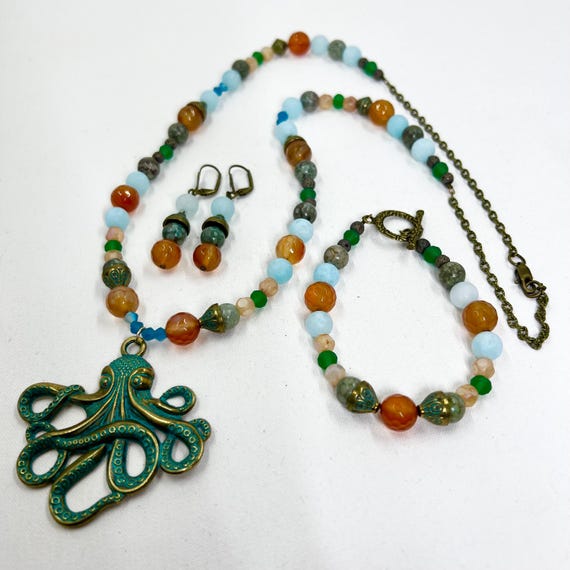 Earrings or Jewelry Set With Genuine Carnelian, Maifanite  display picture 1