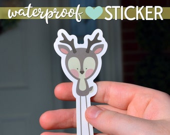 Cute Deer Waterproof Stickers | Matte Die Cut Sticker for Hydroflask or Laptop | Sticker Size 1.75x4"