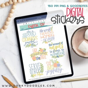 Faith Sayings Digital Planner Stickers - Wordart Sticker Book for Goodnotes, PNG files for Ipad Planning and Notability