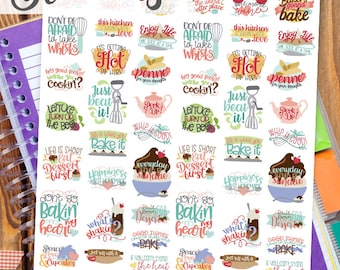 Autocollants de planificateur d’impression et de coupe de cuisine - Autocollants imprimables Wordart de cuisson et de cuisson mignons