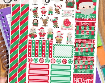 Christmas Print and Cut Planner Stickers - Holiday Santa Printable ...