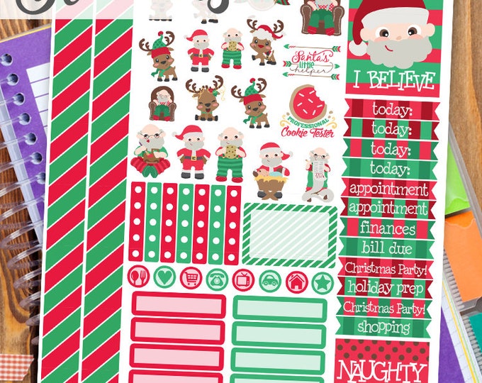 Christmas Print and Cut Planner Stickers - Holiday Santa Printable ...