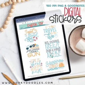 Ocean Breeze Digital Planner Stickers - Travel Sticker Book for Goodnotes, PNG files for Ipad Planning and Notability