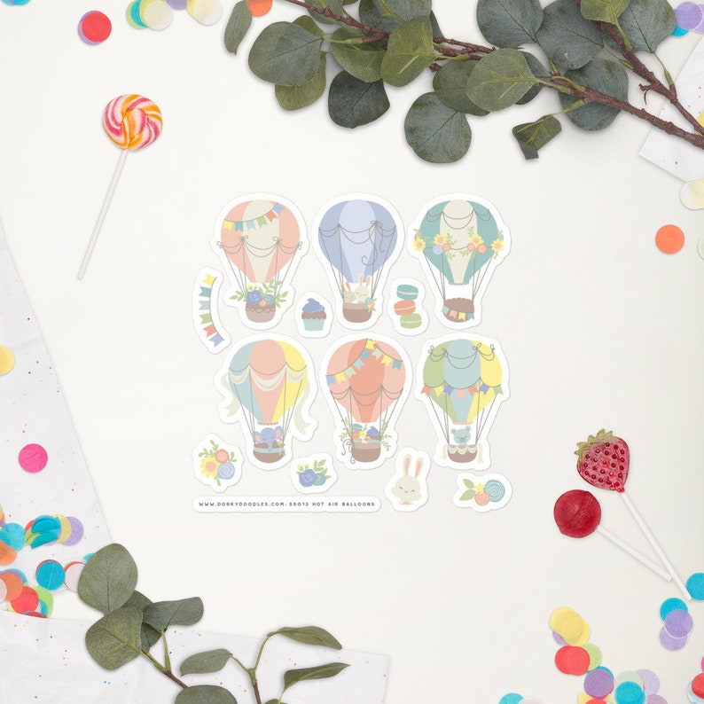 Hot Air Balloon Vinyl Stickers - Etsy