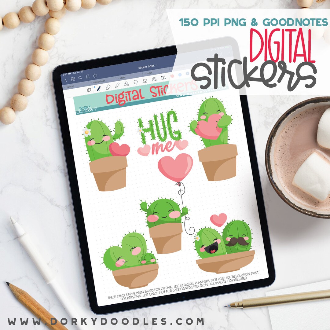 Cactus Love Digital Planner Stickers - Plant Succulent Sticker Book for ...