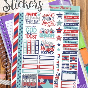 American Dream Print and Cut Planner Stickers - 4th of July, Memorial Day, Patriotic Printable Stickers