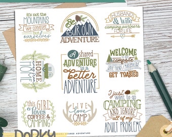 Fun Camping Planner Stickers | Vinyl Die Cut Sticker | 5.5x5.5" Sticker Sheet
