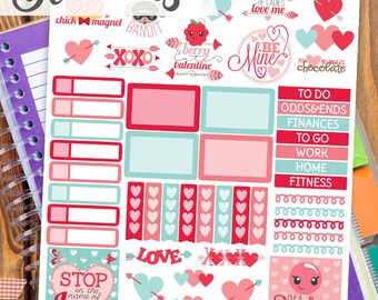 Printable Stickers for Planners, Scrapbooking or Card Making, Valentine  Glam Day Planner Love