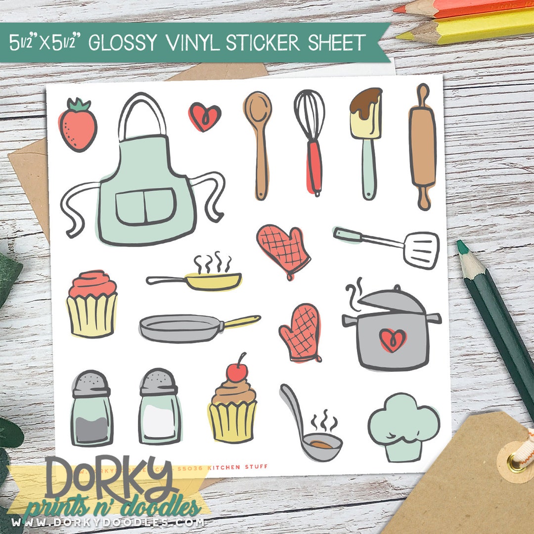 Cute Kitchen Sticker Cute Kitchen Vinyl Planner Stickers - Etsy