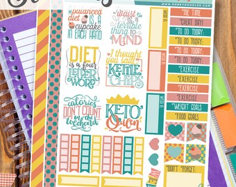 Diete Stampa e taglia adesivi planner - Cheto, esercizio fisico e dieta Adesivi stampabili