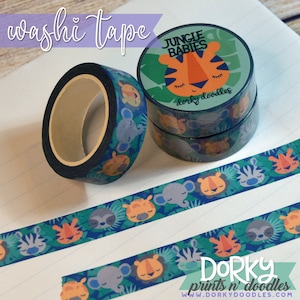 Jungle Animal Babies Washi Tape |  15mmx10m |  Fun Washi Tape pour les planificateurs et l’artisanat