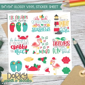 Beach Christmas Stickers