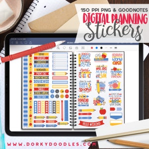 School Puns Digital Planner Stickers - Teacher Sticker Book for Goodnotes, PNG files for Ipad Planning and Notability