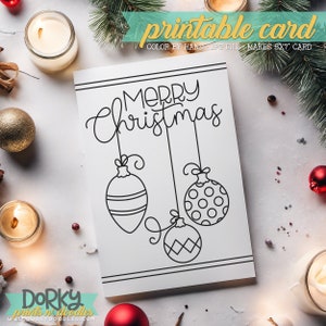 Afdrukbare kerstkleurkaarten - Handgetekende kerstkaarten - Digitale download - DIY 5"x7" kerstkaarten voor thuisafdrukken