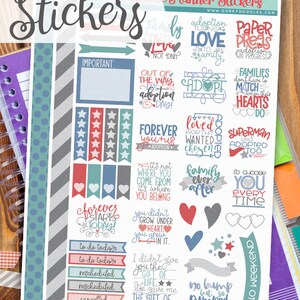 Adoption Print and Cut Planner Stickers - Adopting, Adoption Day Printable Stickers