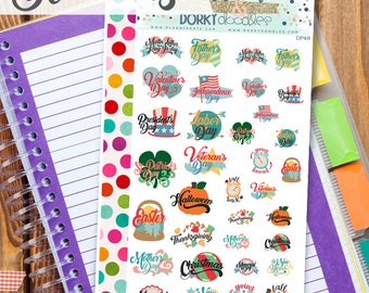 Vakantie Print and Cut Planner Stickers - Grote feestdagen Afdrukbare Stickers