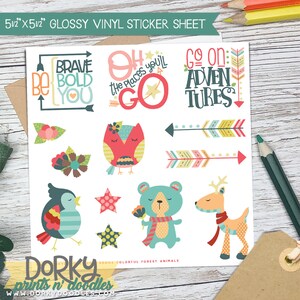 Colorful Forest Animals Vinyl Stickers