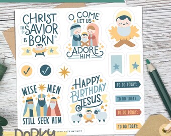 Hojas de pegatinas navideñas para planificadores, portátiles y cuadernos. 5,5 x 5,5 pulgadas.