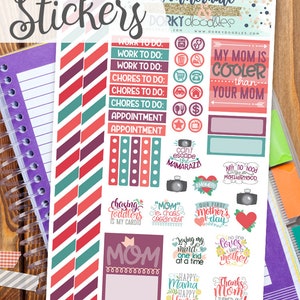 Mom Life Print and Cut Planner Stickers - Mother&#39;s Day Printable Stickers