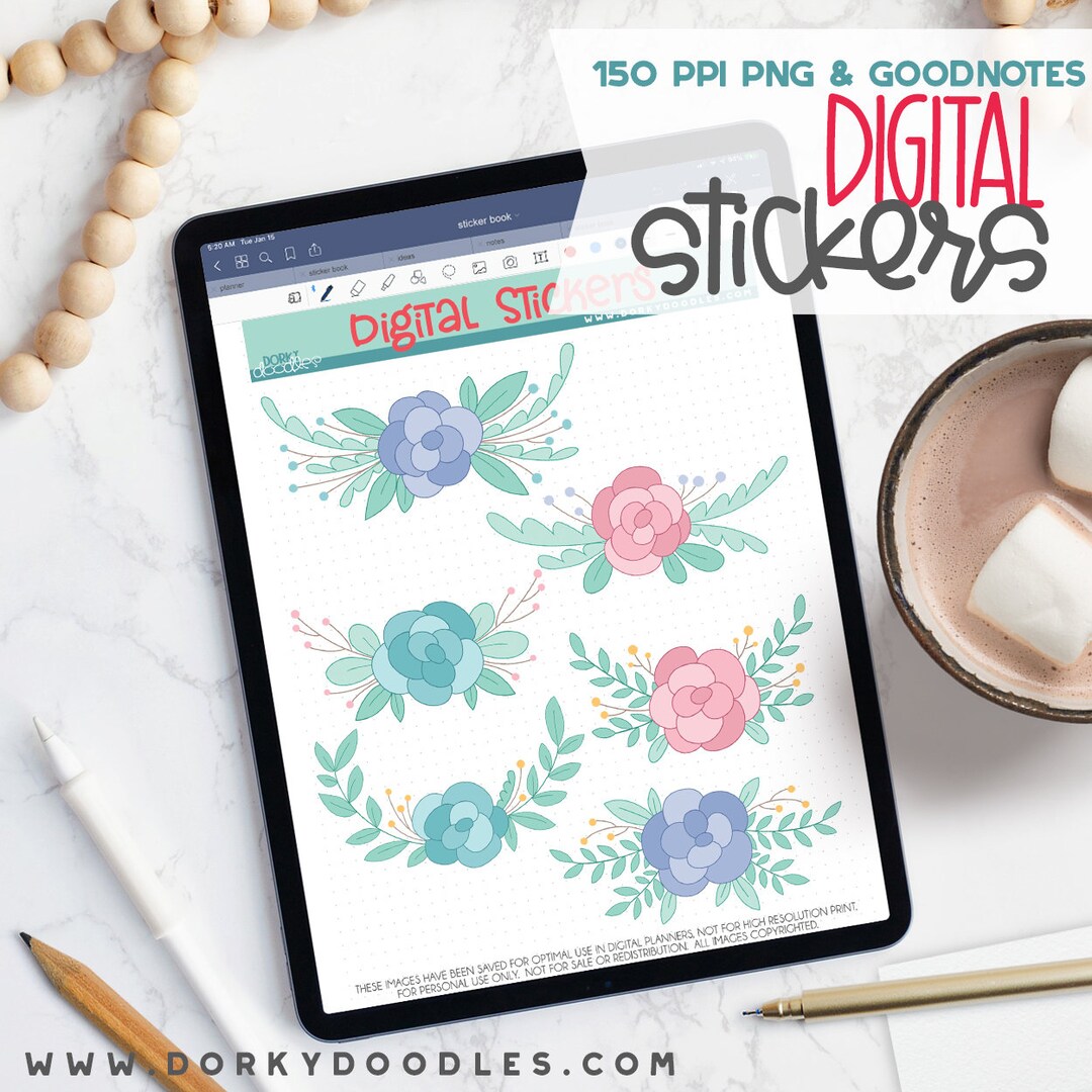 Fun Floral Digital Planner Stickers - Spring Flower Sticker Book for ...