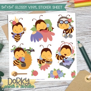 Cute Bees Vinyl Stickers