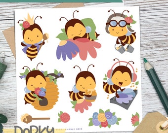 Cute Bees Vinyl Stickers