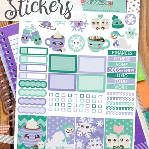 Winter Print and Cut Planner Stickers - Sledding and Snow Printable Stickers