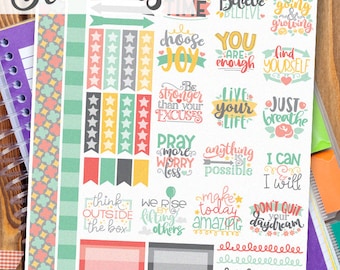 Inspiration Print and Cut Planner Stickers - Motivation, Goals, Positivity, Inspire Printable Stickers