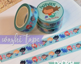 Cute Mermaid Washi Tape  |  15mmx10m  |  Fun Washi Tape for Planners and Crafts